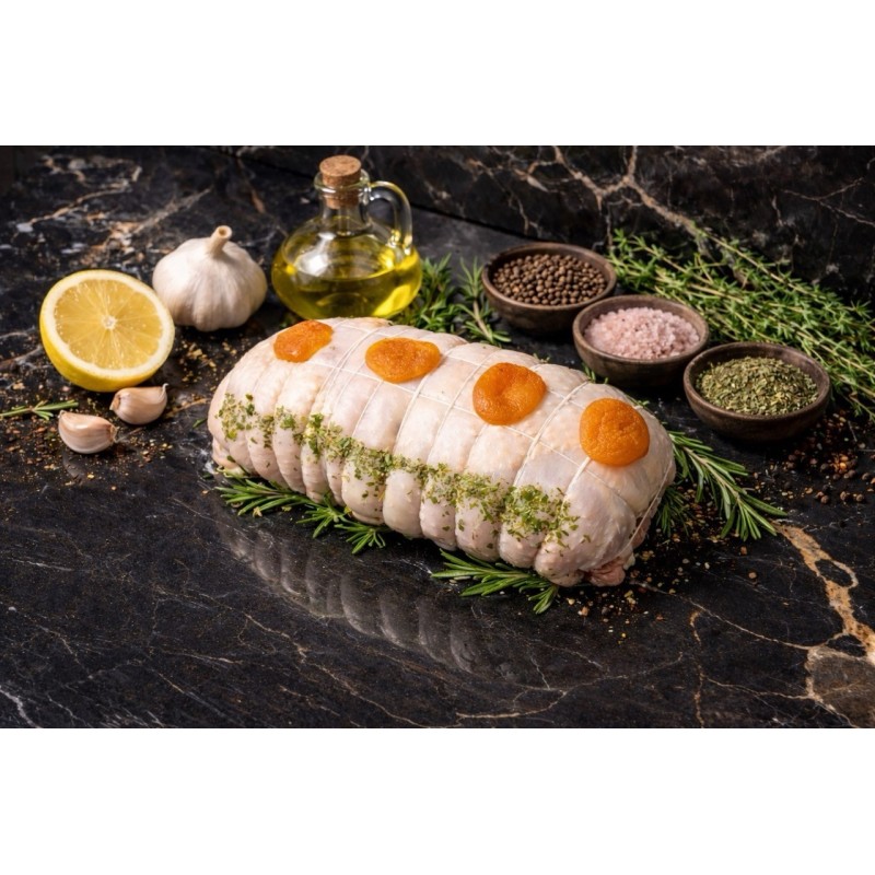 Rôti de poulet farci aux abricots